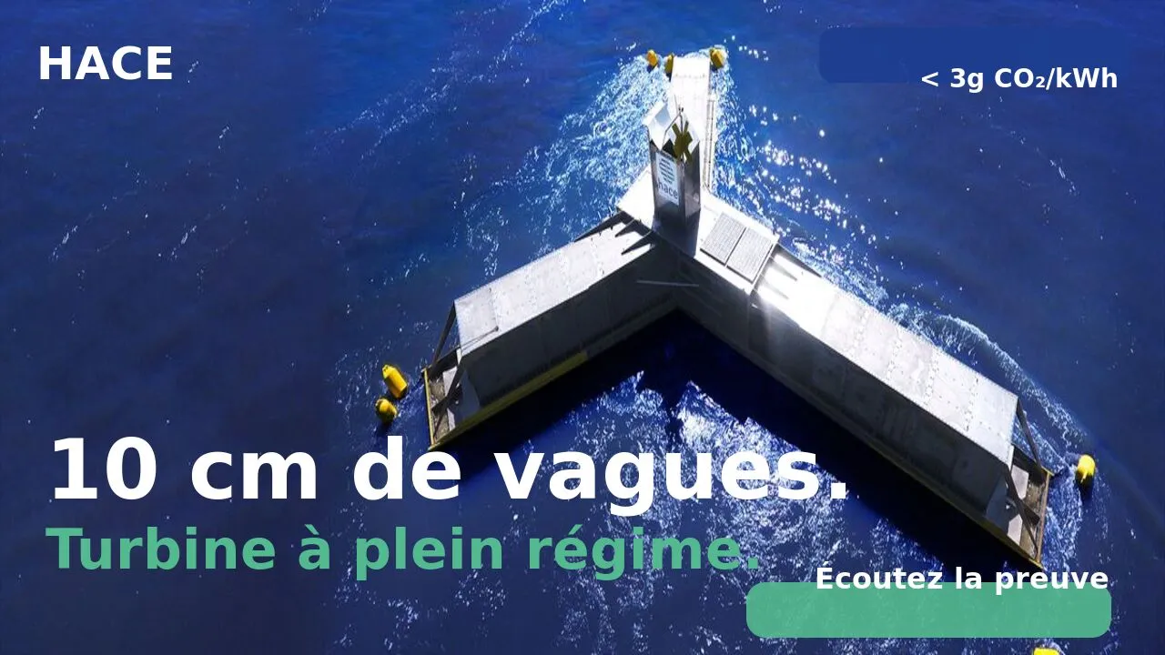 Vidéo — 10 cm de vagues, turbine à plein régime